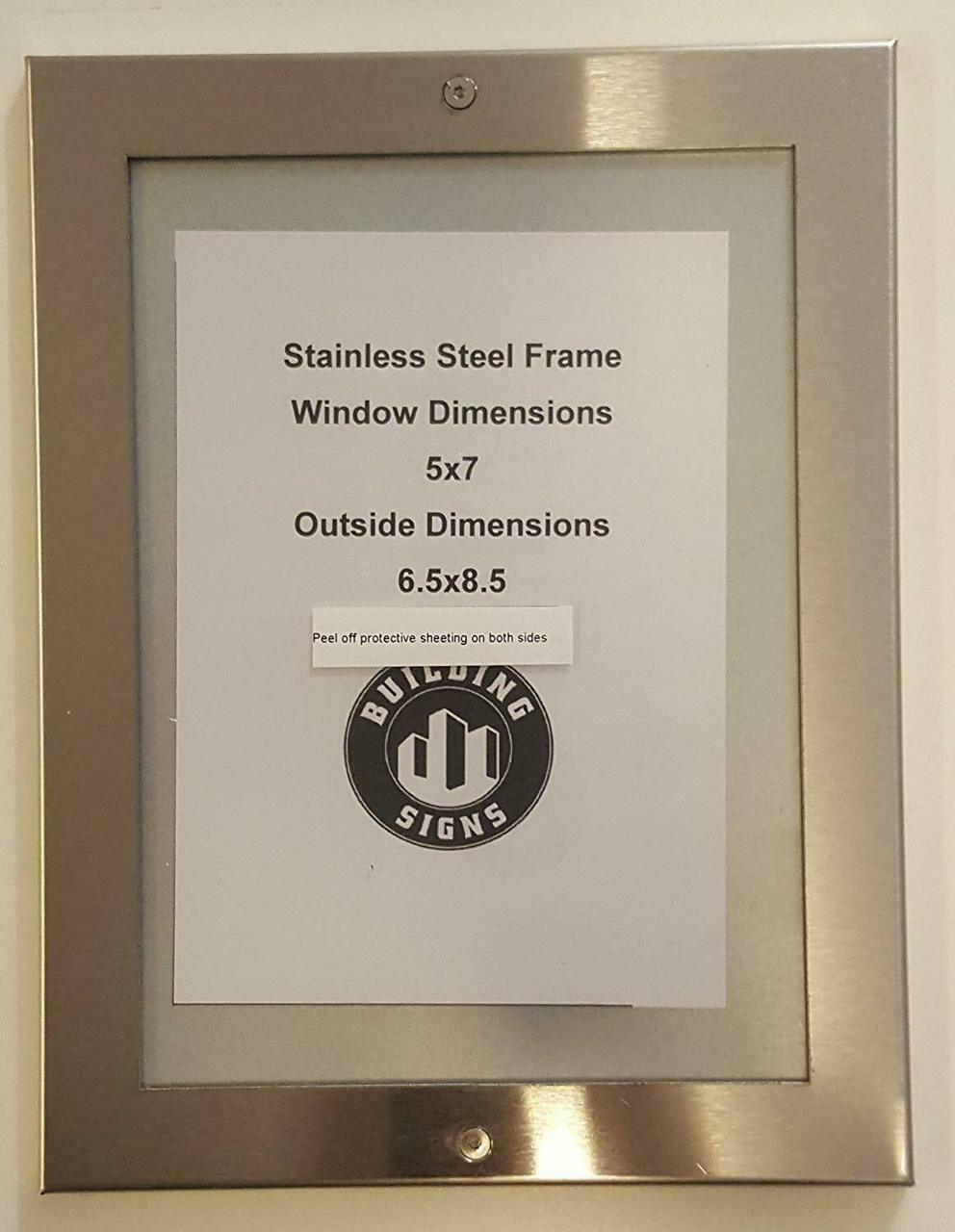 Buildingsigns.com Elevator Permit Frame 5×7 Stainless Steel