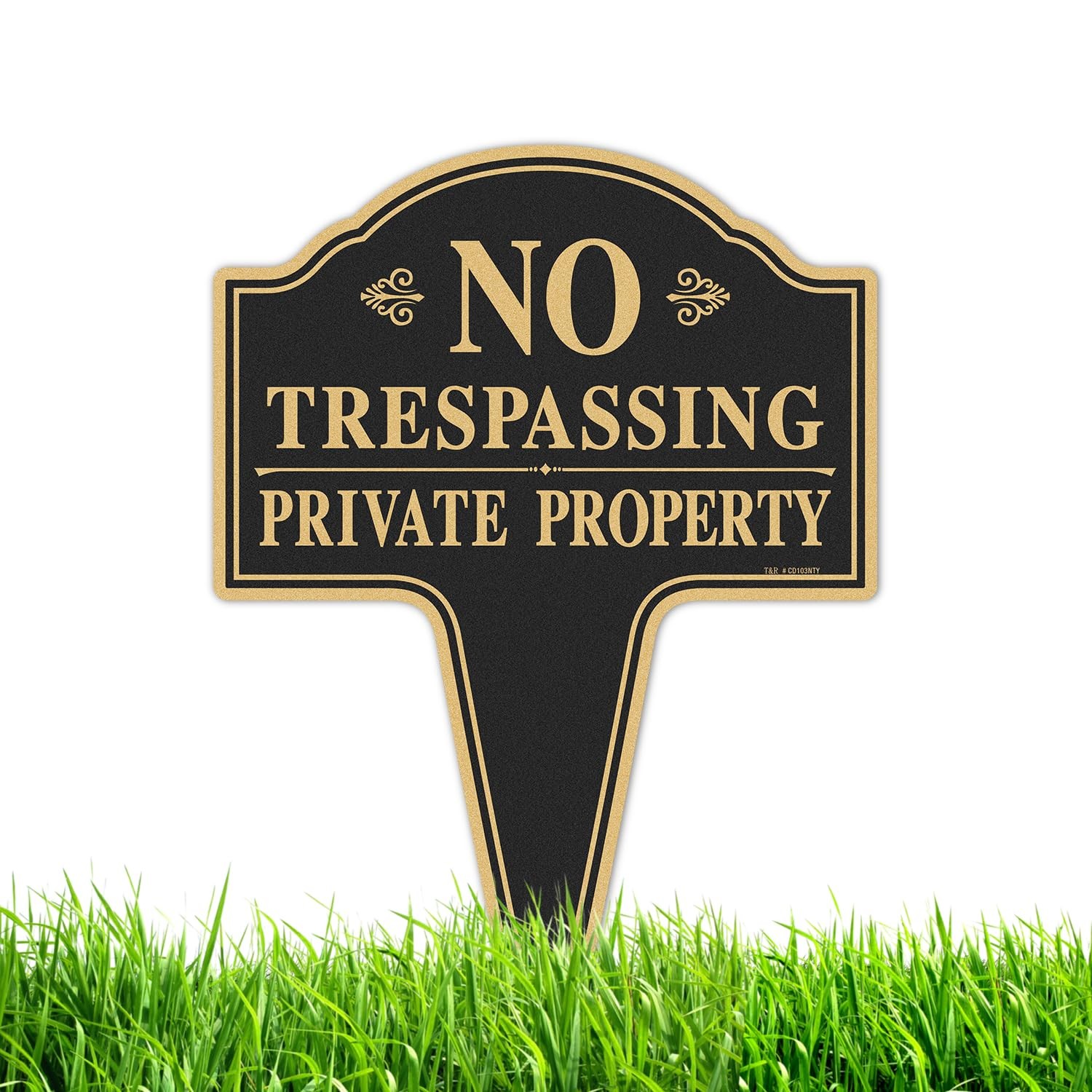 Large No Trespassing Sign Private Property with Stake 1 Pack 14” x 10” Rust…