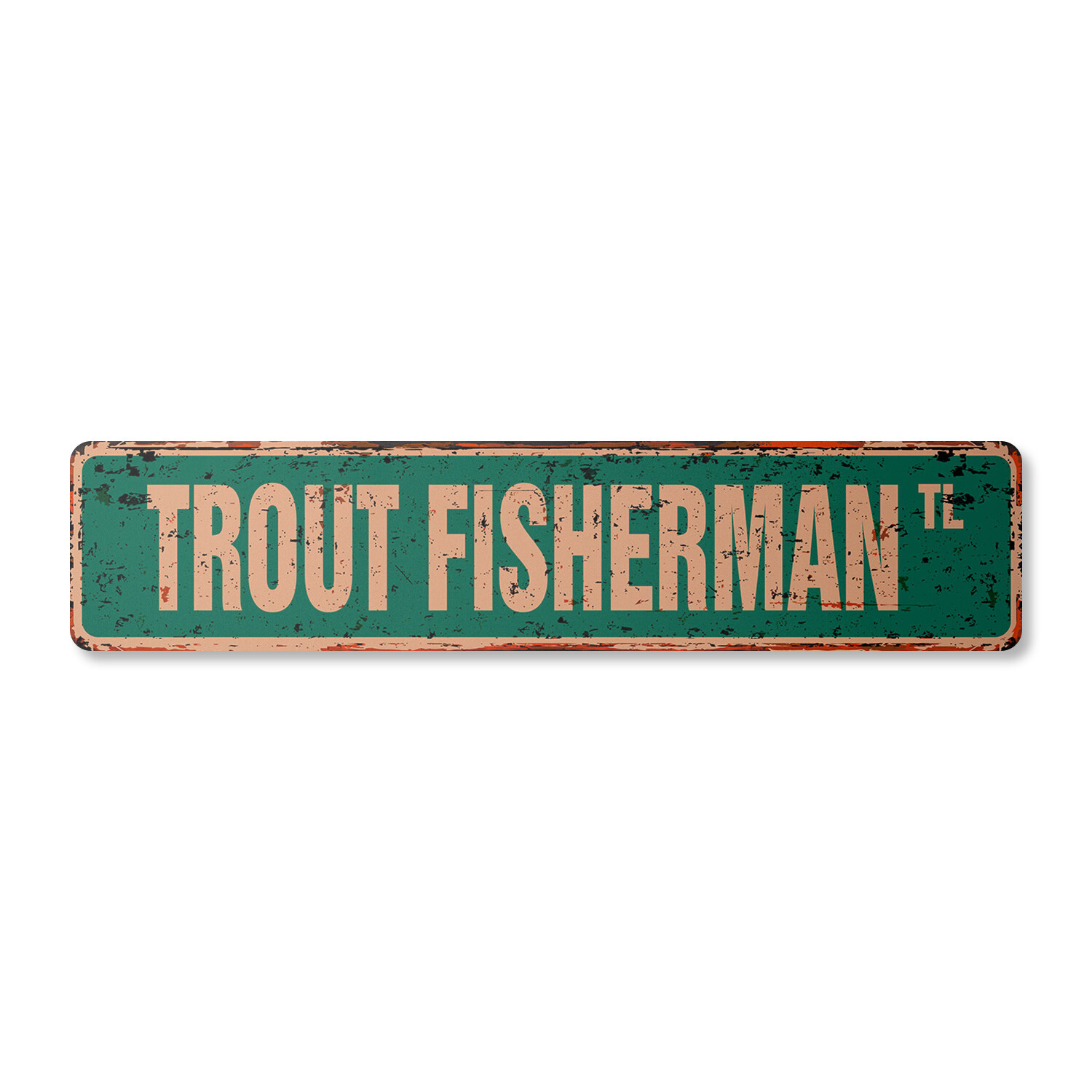 TROUT FISHERMAN Vintage Street Sign fly fishing rainbow lover hobby