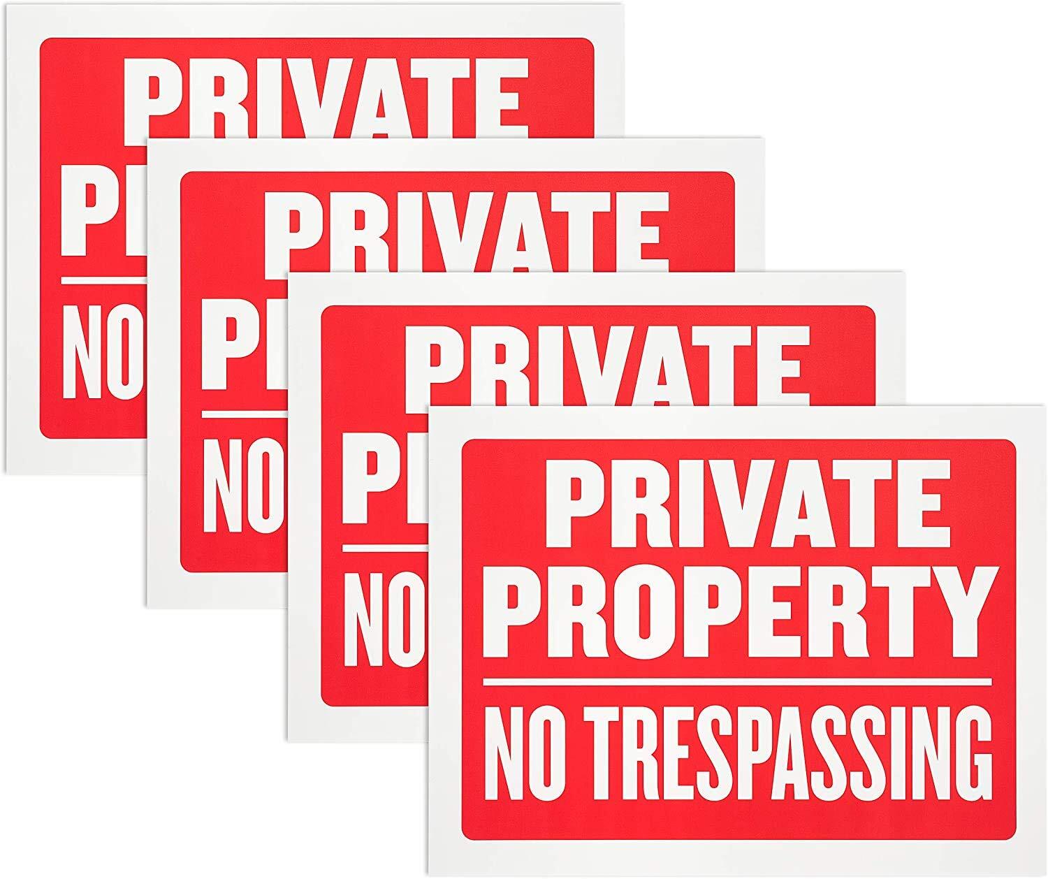 Plastic Private Property No Trespassing Sign for Indoor Outdoor Use, 9×12 Inch