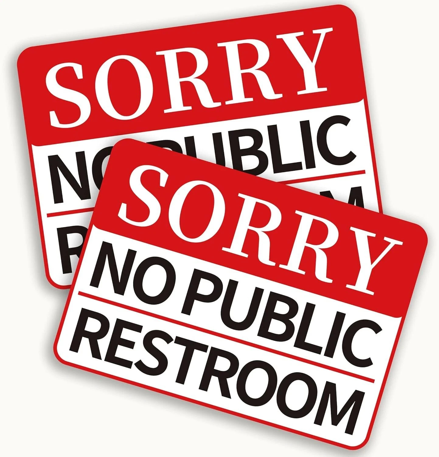 2 PCS Sorry No Public Restroom Signs, Self Medium, Red (No Restroom)