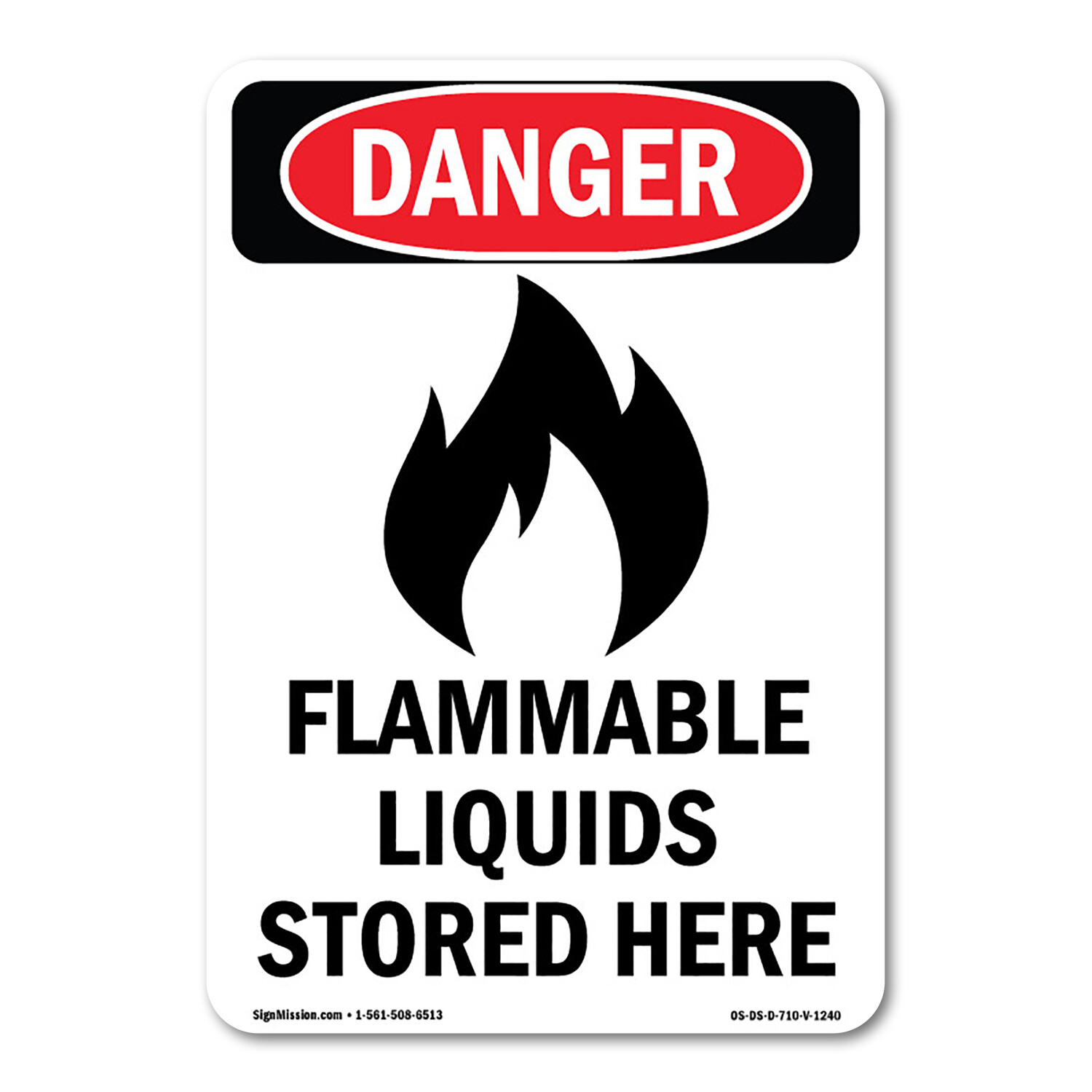 Flammable Liquids Stored Here ANSI Danger Sign Metal Plastic Decal
