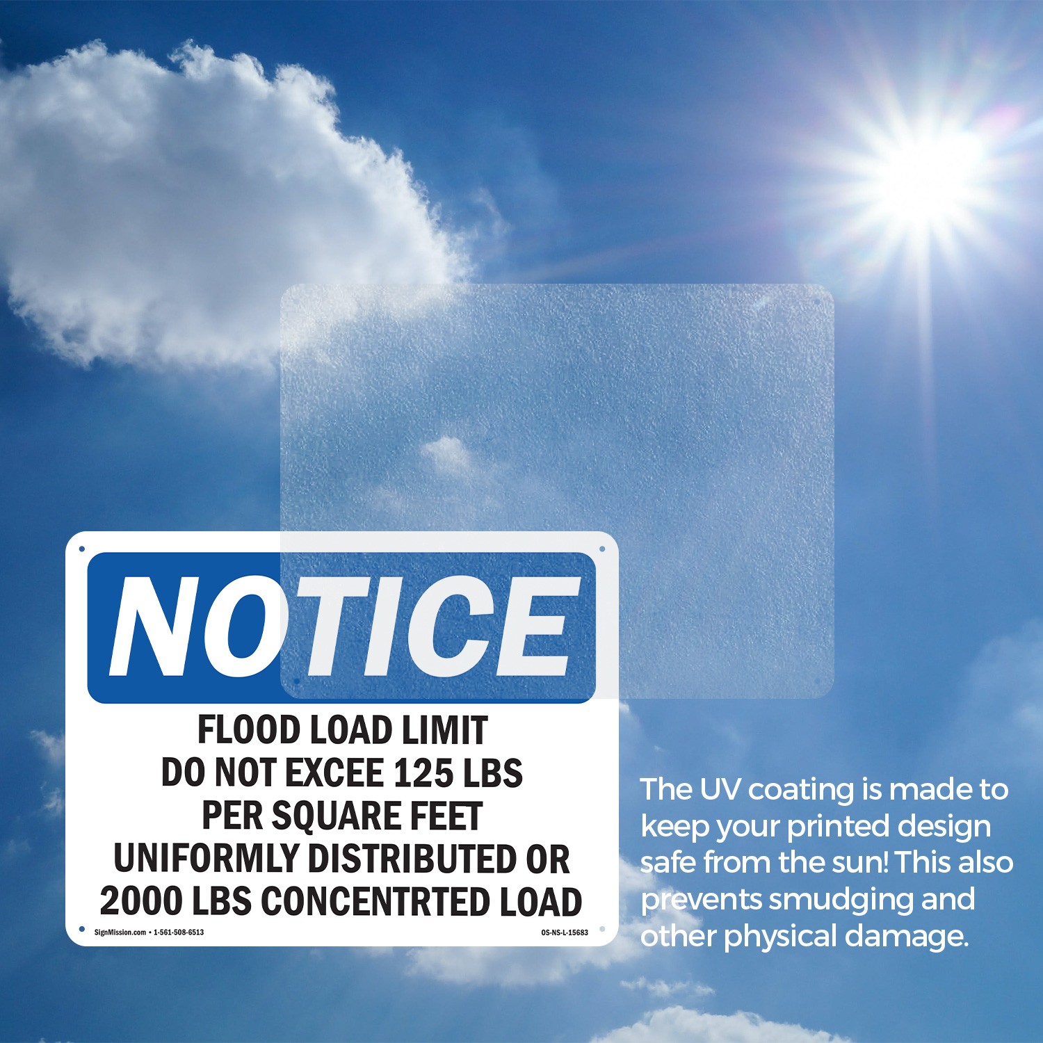 Floor Load Limit Do Not Exceed 125 OSHA Notice Sign Metal, Decal – 5 or 10 Pack