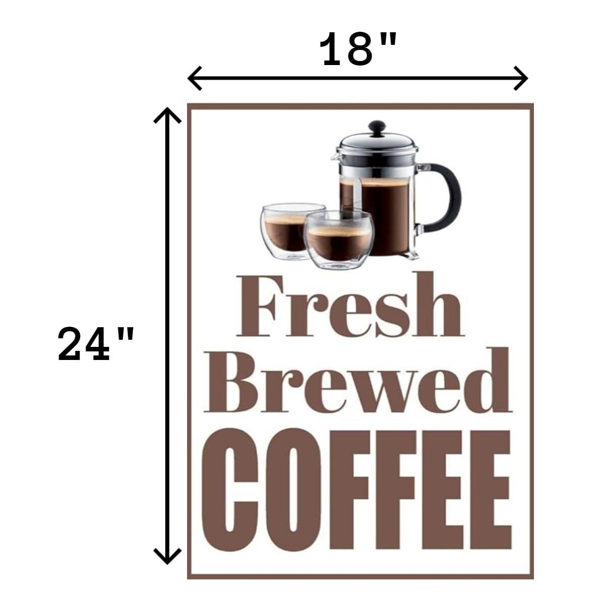 Fresh Brewed Coffee Retail Window Display Paper Signs | Pack of 6 | 18″w x 24″h