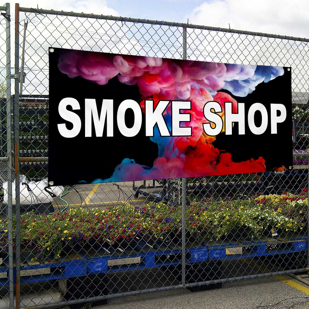 Vinyl Banner Multiple Sizes Smoke Shop Weatherproof Industrial Yard Signs