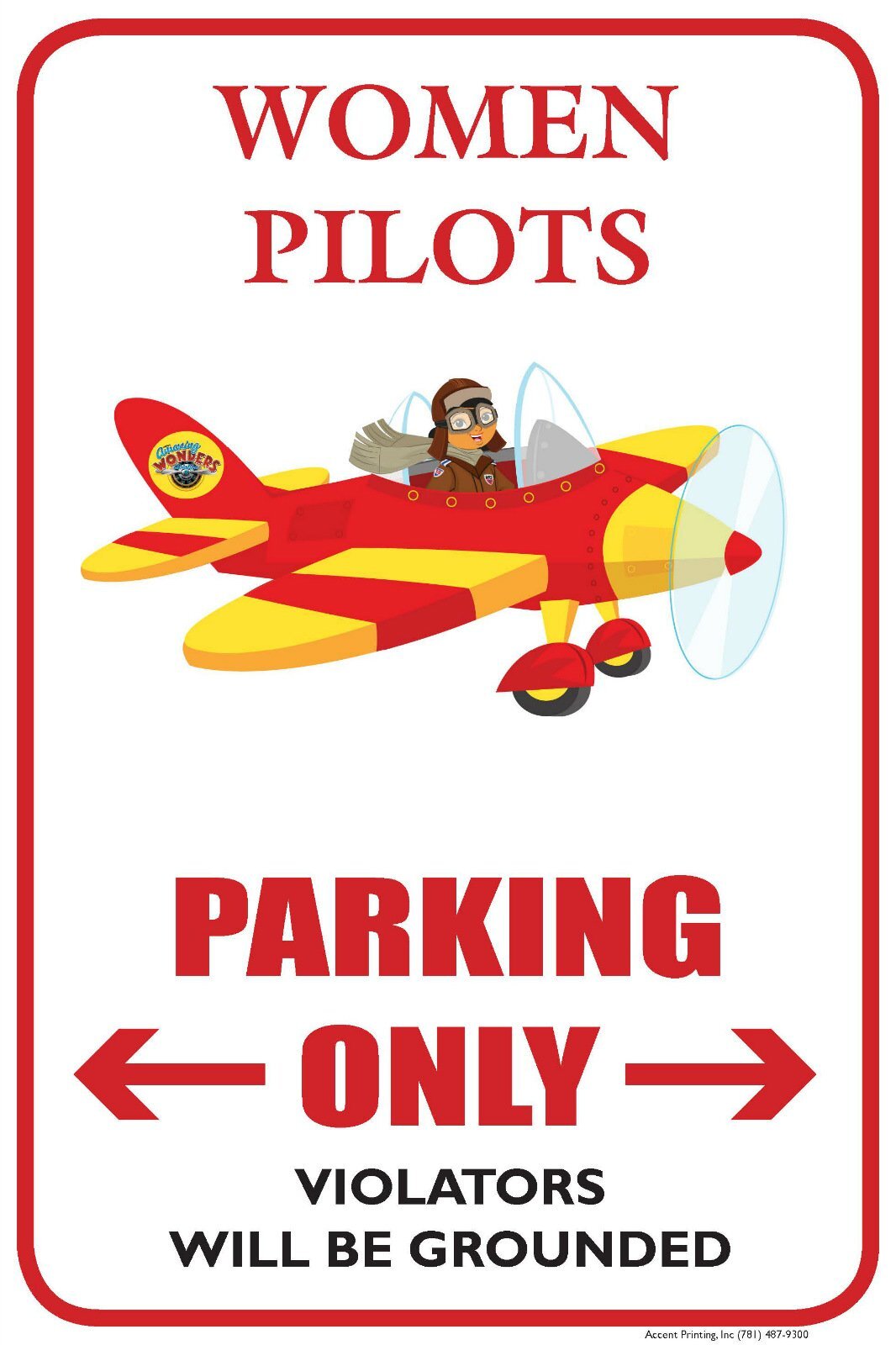 Women Pilots | Single-sided Parking Sign | 12″W x 18″H