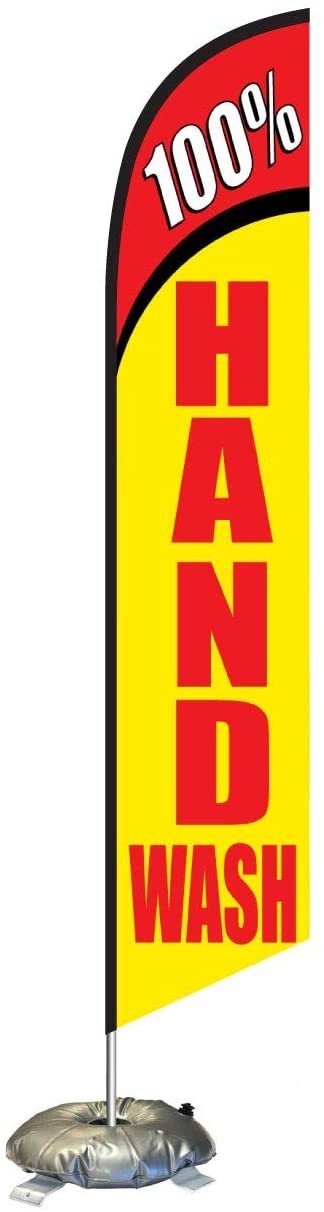 100% Hand Wash Car Wash Feather Flag Kit with Cross-Base and Weight-Donut,…