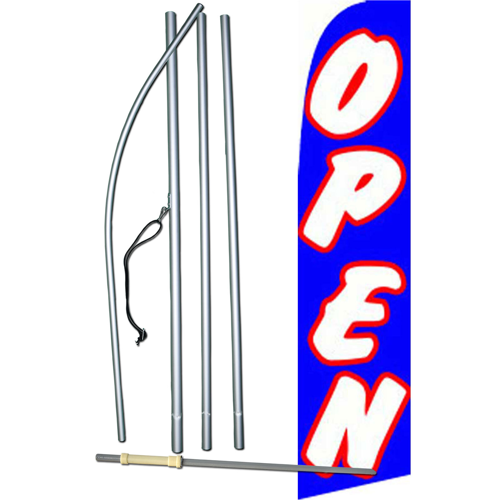 Open Flag with Flag Pole and Spike
