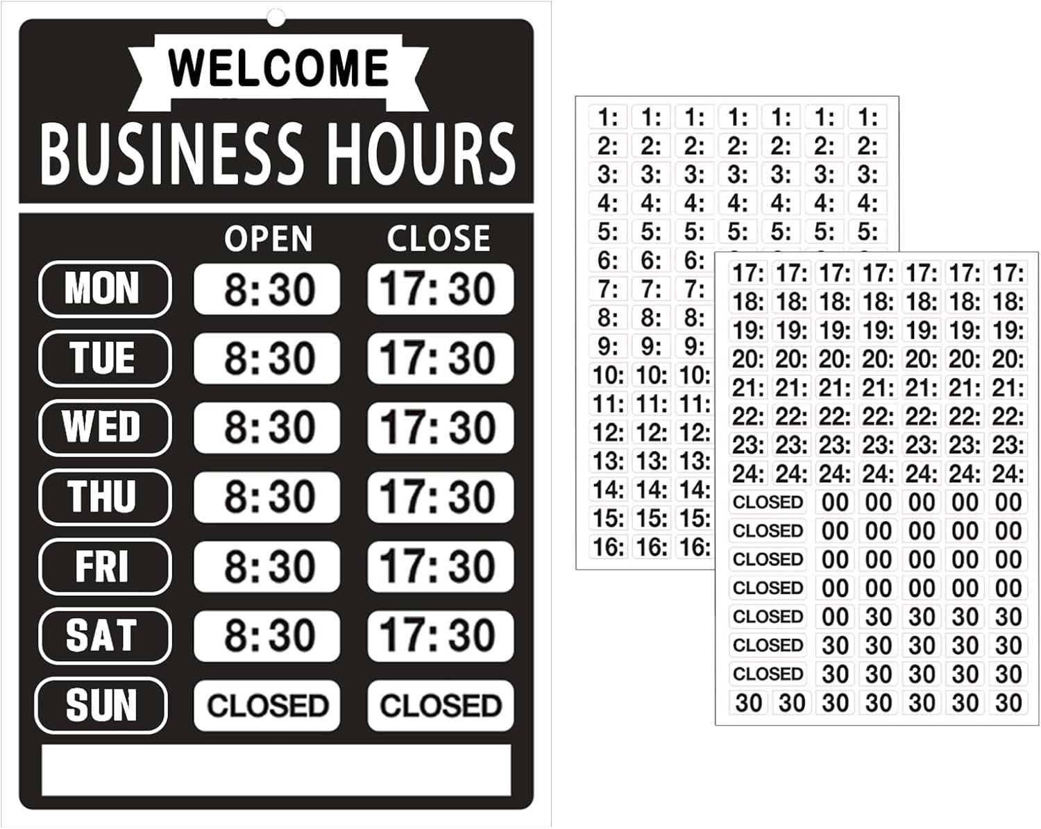 Business Hours Sign,Opening Hour Kit,Changeable Store Hours Plaque,Hour Indicato