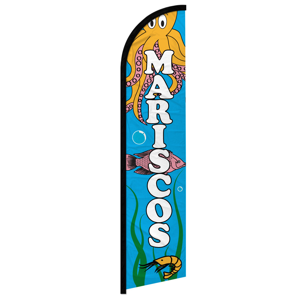 Mariscos Full Curve Windless Swooper Flag Restaurant Food Seafood