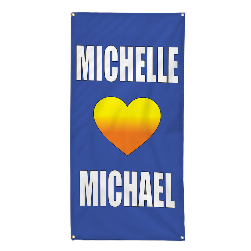 Vertical Vinyl Banner Multiple Sizes Custom Names Heart Blue Lifestyle Outdoor