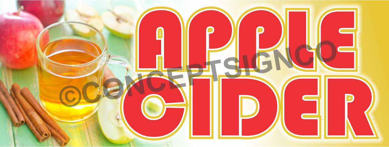 1.5’X4′ APPLE CIDER BANNER Outdoor Signs Fresh Hot Chocolate Coffee Cinnamon