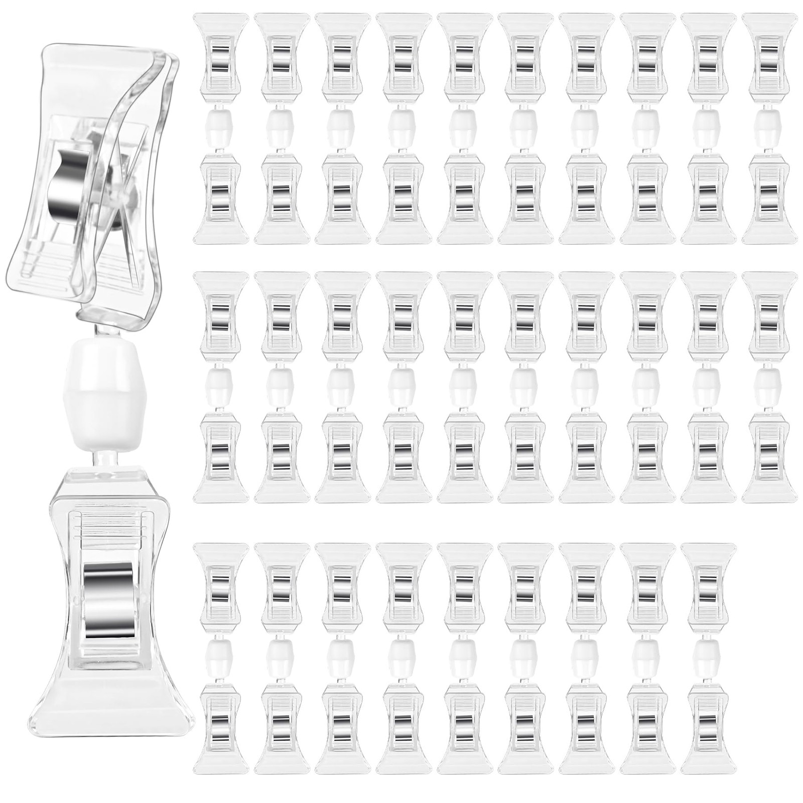 Clear Merchandise Display Sign Clips – 30 0.8″ x 3.5″-30 Pack, Transparent