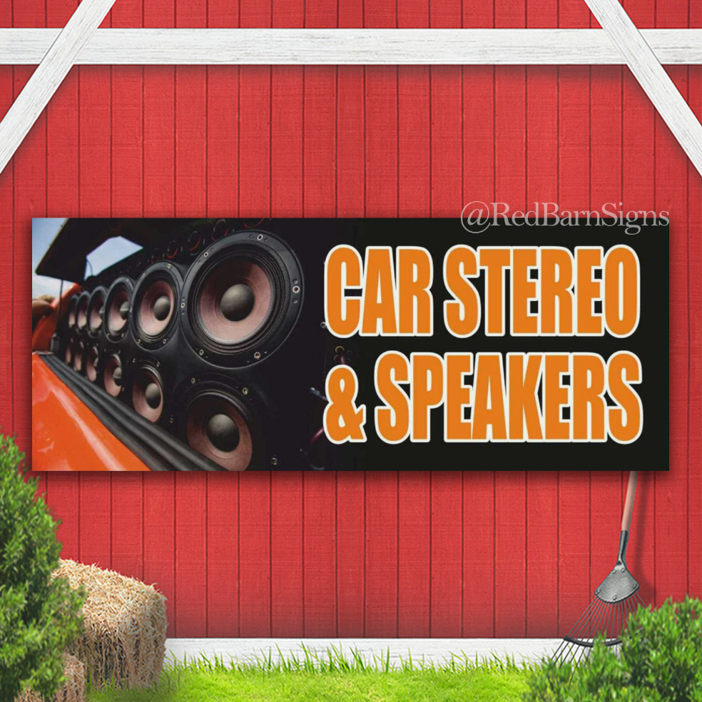 Car Stereo Speakers Indoor Outdoor Banner Sign with grommets