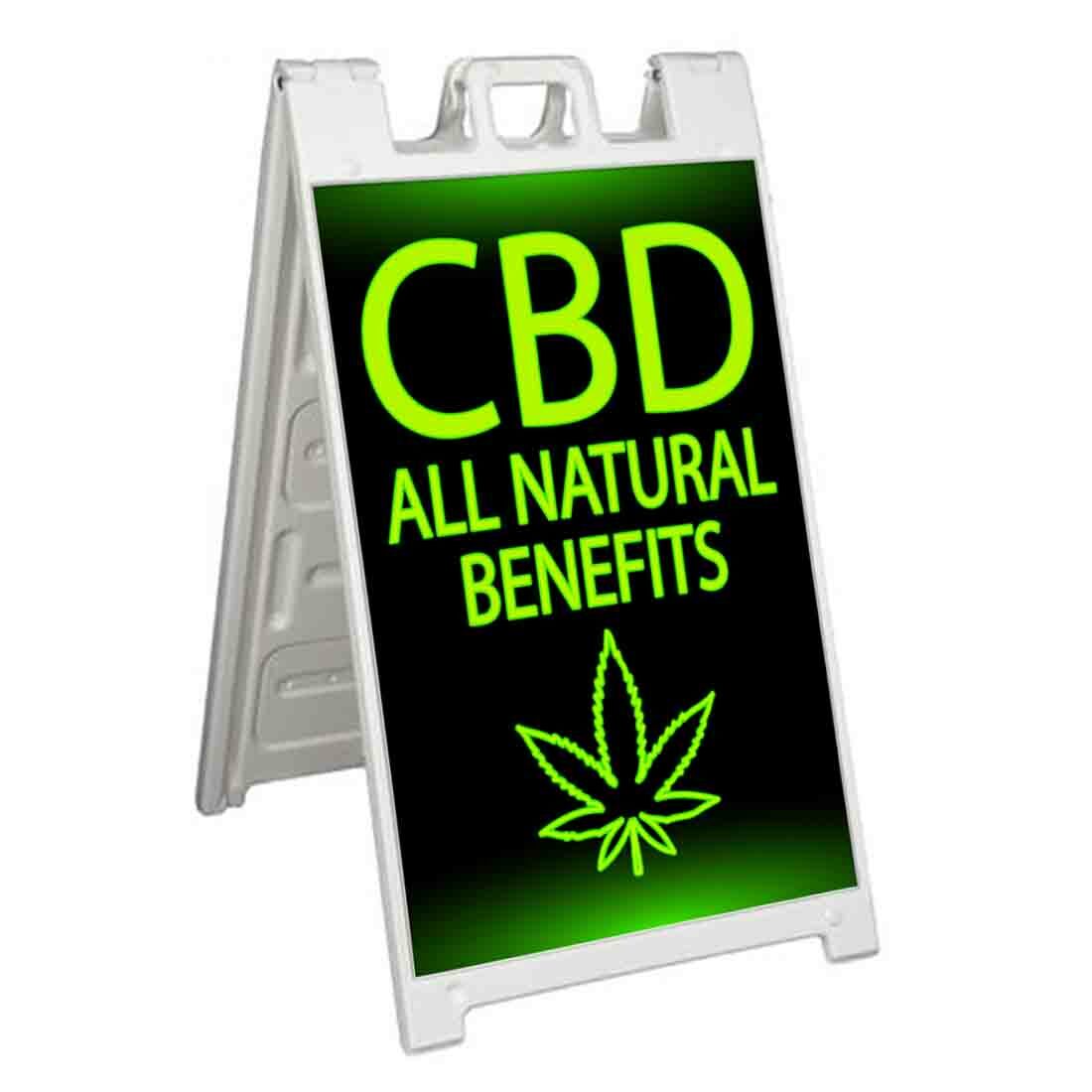 CBD NATURAL BENEFITS Signicade 24×36 Aframe Sidewalk Sign Banner Decal HOLISTIC