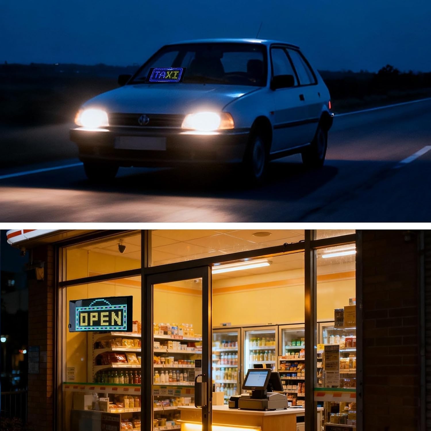 LED Sign for Car, 7”x3”Flexible LED Matrix Panel USB 5V Bluetooth Applicati…