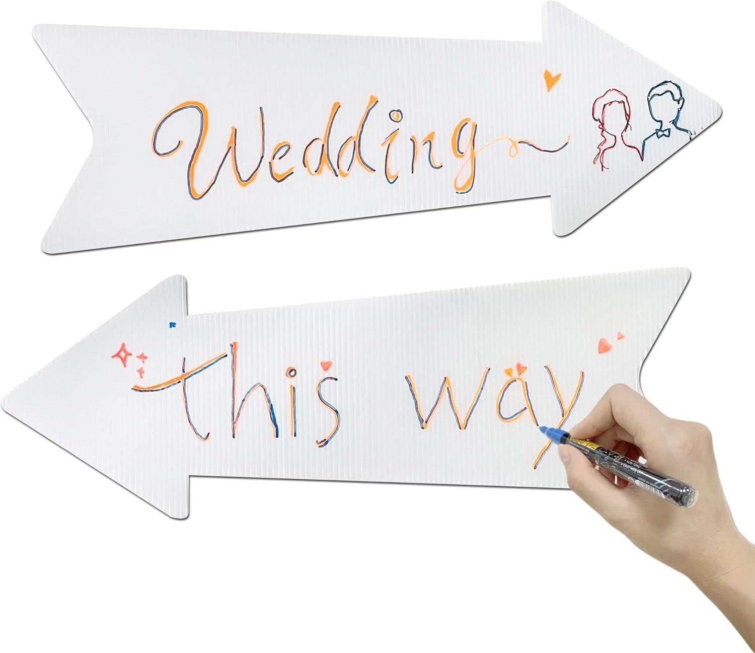 Customizable Wedding Directional Signs with Stakes – 17×6 Inches, 3 Pack