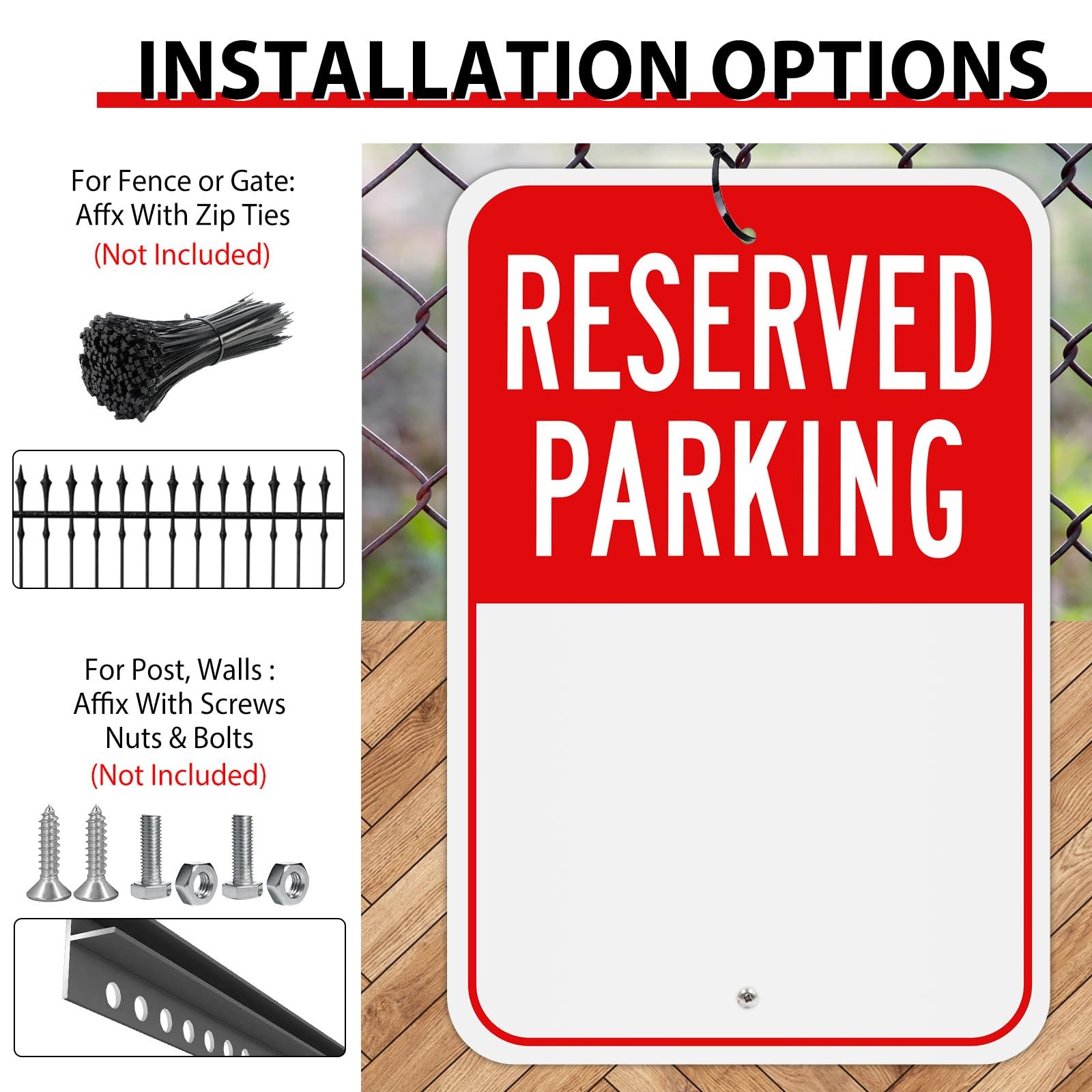 Blank Reserved Parking Sign, Write-On Sign, 18” x 12” Rust Free Heavy Duty Al…