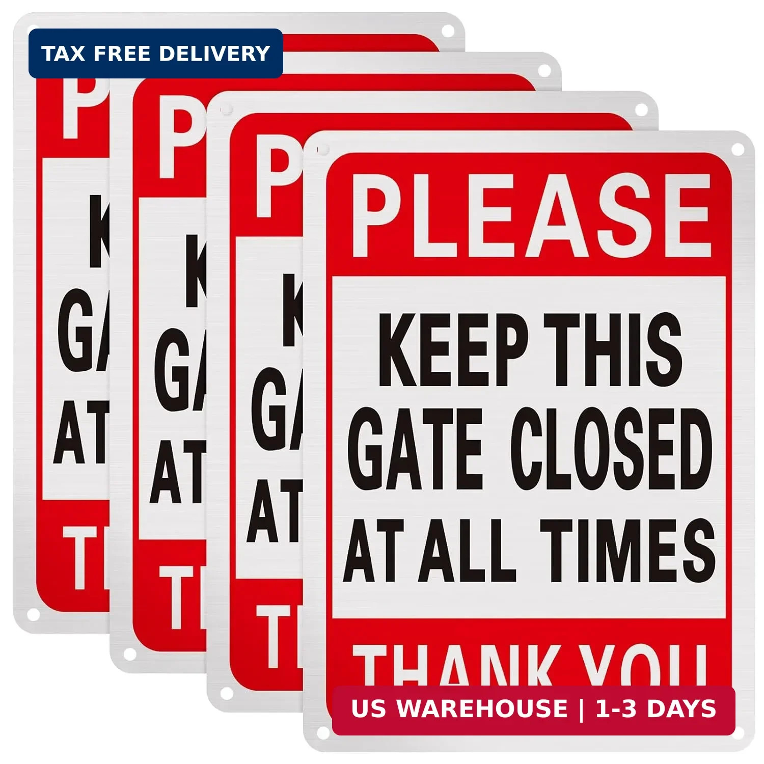 Blulu 4 Pcs Please Keep This Gate Closed Sign 10×7 Weatherproof Metal Gate Close
