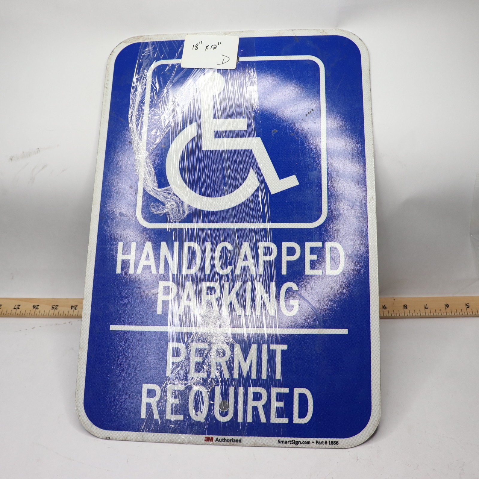 Smart Sign Handicapped Parking Permit Required Sign Aluminum Blue 16S6
