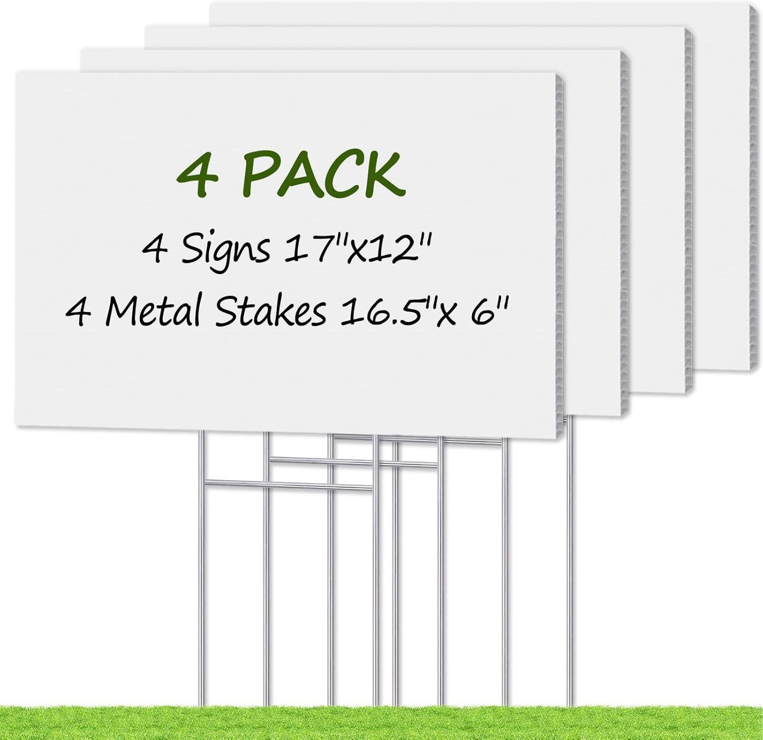 Blank Yard Signs with Stakes 17×12 inch 4 Pack Corrugated Plastic Double Side…