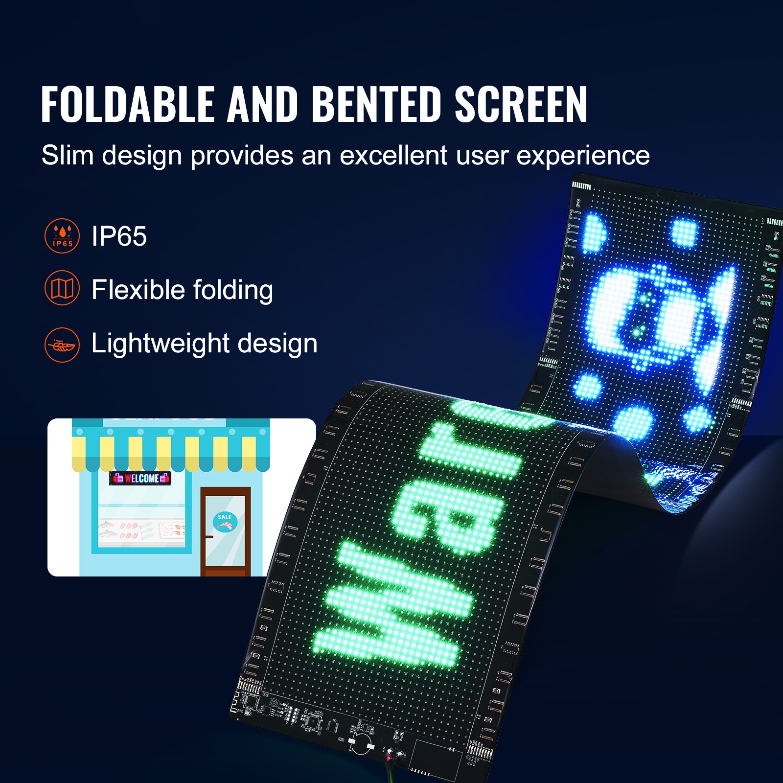 VEVOR 33″x8″ LED Scrolling Sign Display Board P5 Full Color Programmable