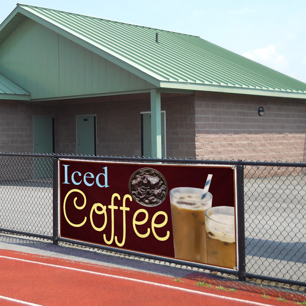 Vinyl Banner Multiple Sizes Iced Coffee Restaurant Cafe Bar A Restaurant & Food