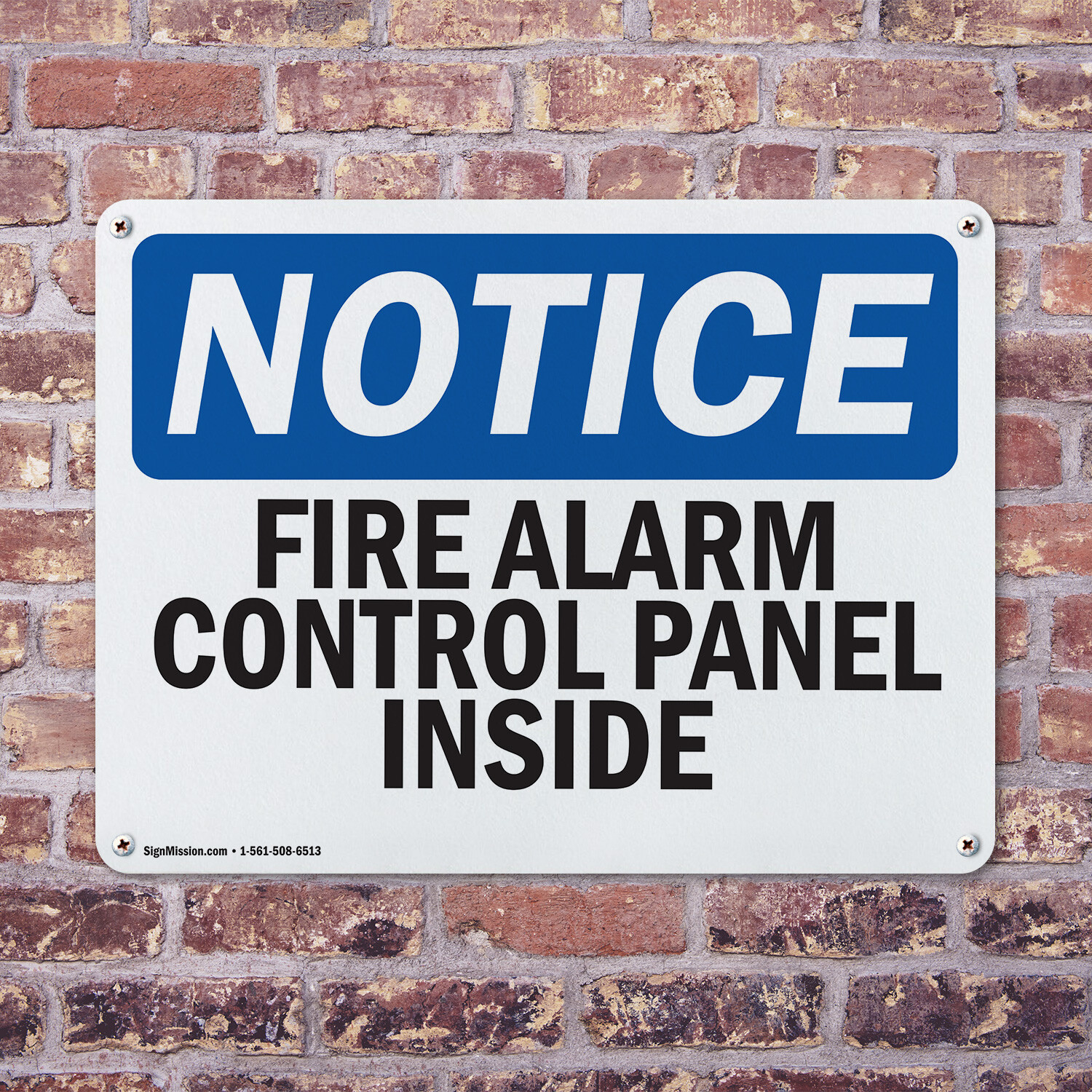(2 Pack) Fire Alarm Control Panel Inside OSHA Notice Sign Decal Metal Plastic
