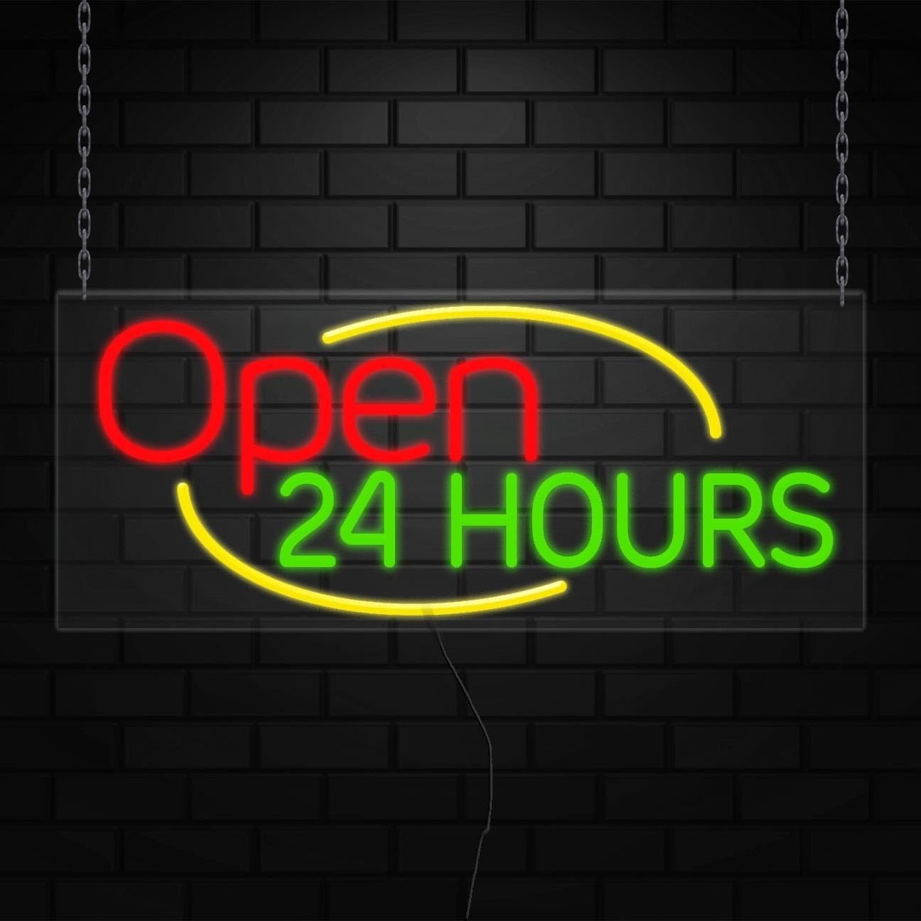 Open 24 Hours Neon Sign for Retail Displays | LED Flex Neon |32″W x 13″H x 1″D