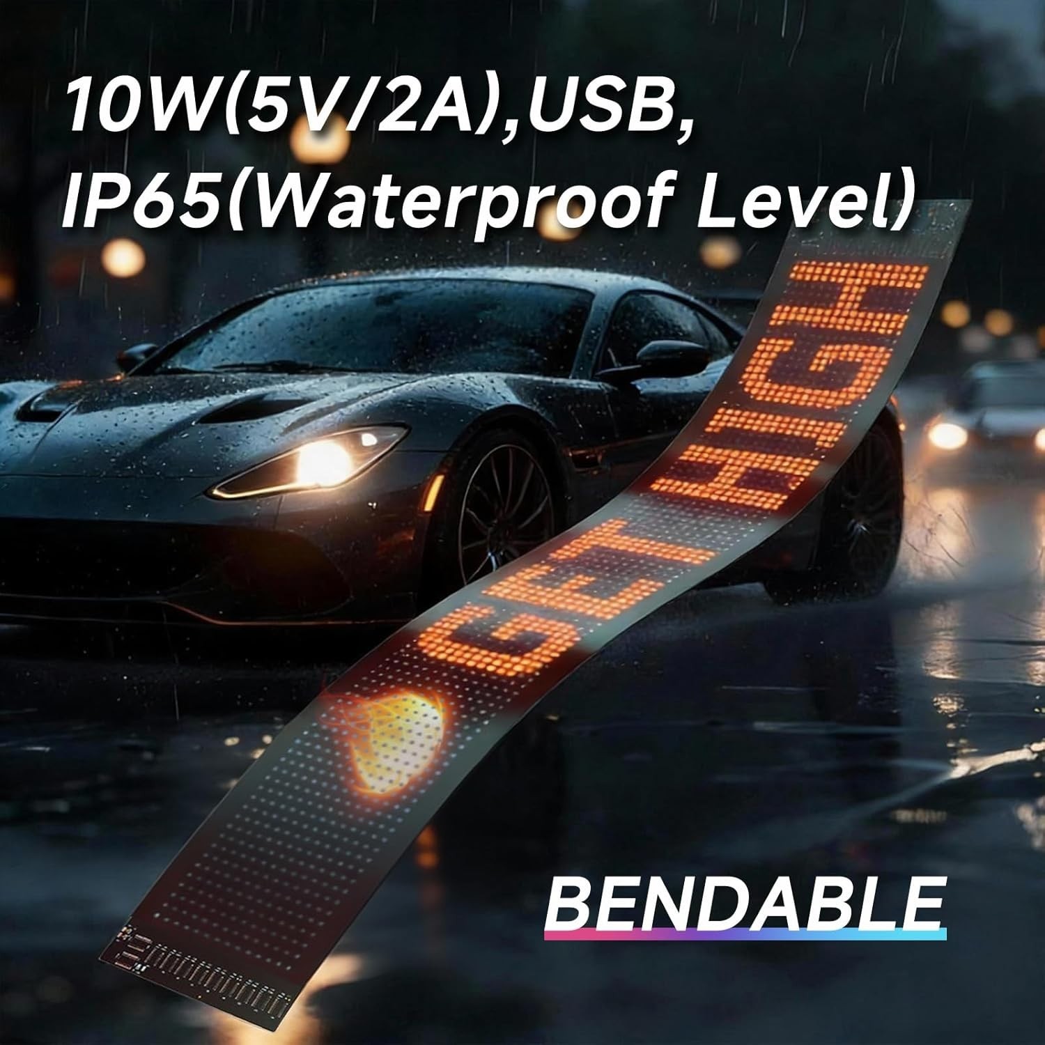 LED Sign for Car, 7”x3”Flexible LED Matrix Panel USB 5V Bluetooth Applicati…