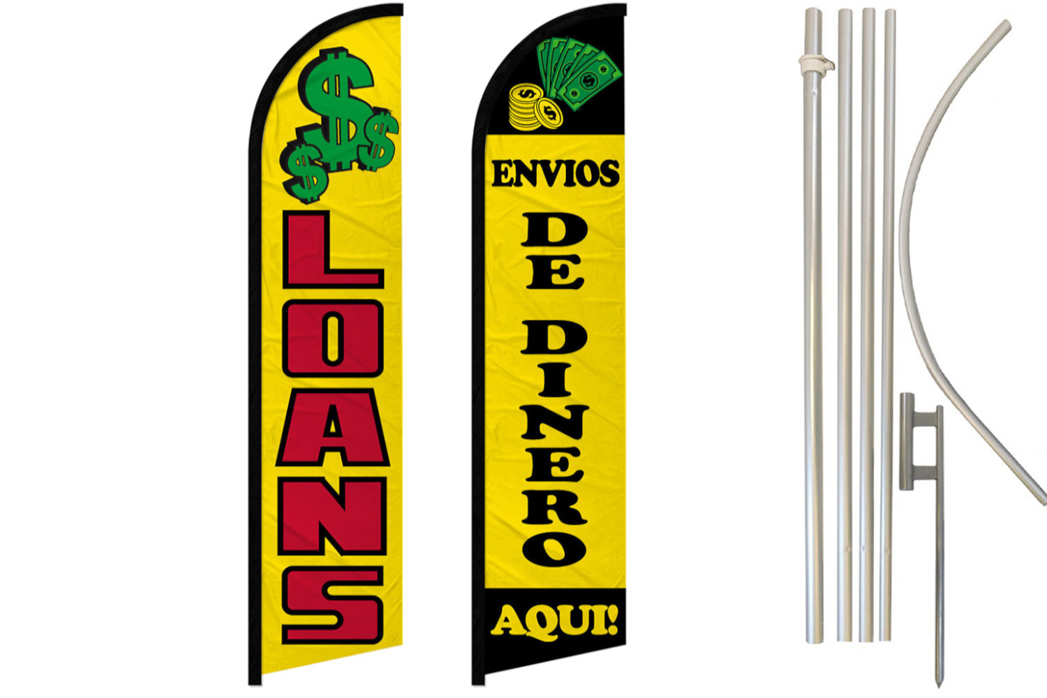Cash Services Full Curve Windless Swooper Flag & Pole Kit Check Cashing