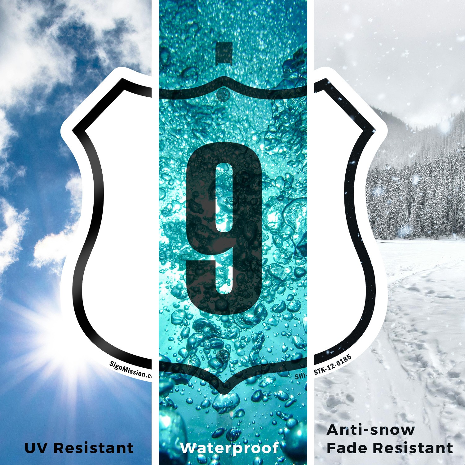 Number 9 Shield Shaped Sign With Stake Weather Resistant
