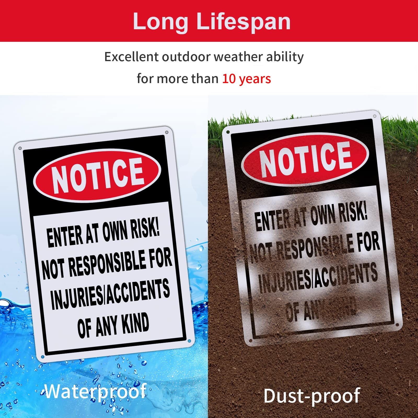 DIESOTT 2 Pack Notice Enter at Own Risk Sign, Not Responsible for Accidents o…