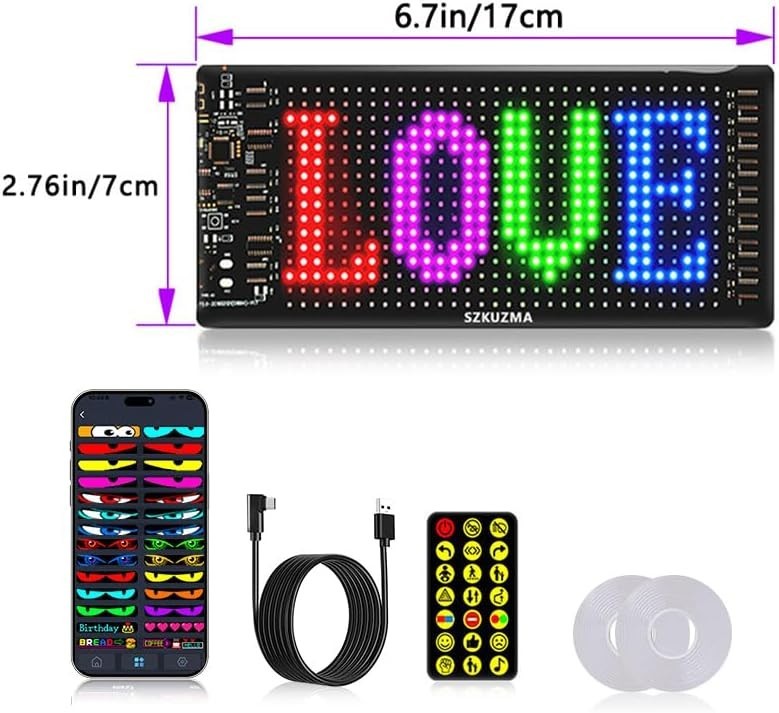 7″ x 3″ Flexible LED Matrix Panel – Waterproof with App Control & Animation