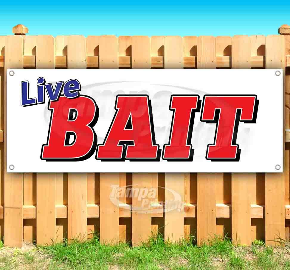 LIVE BAIT Advertising Vinyl Banner Flag Sign Many Sizes USA FISHING