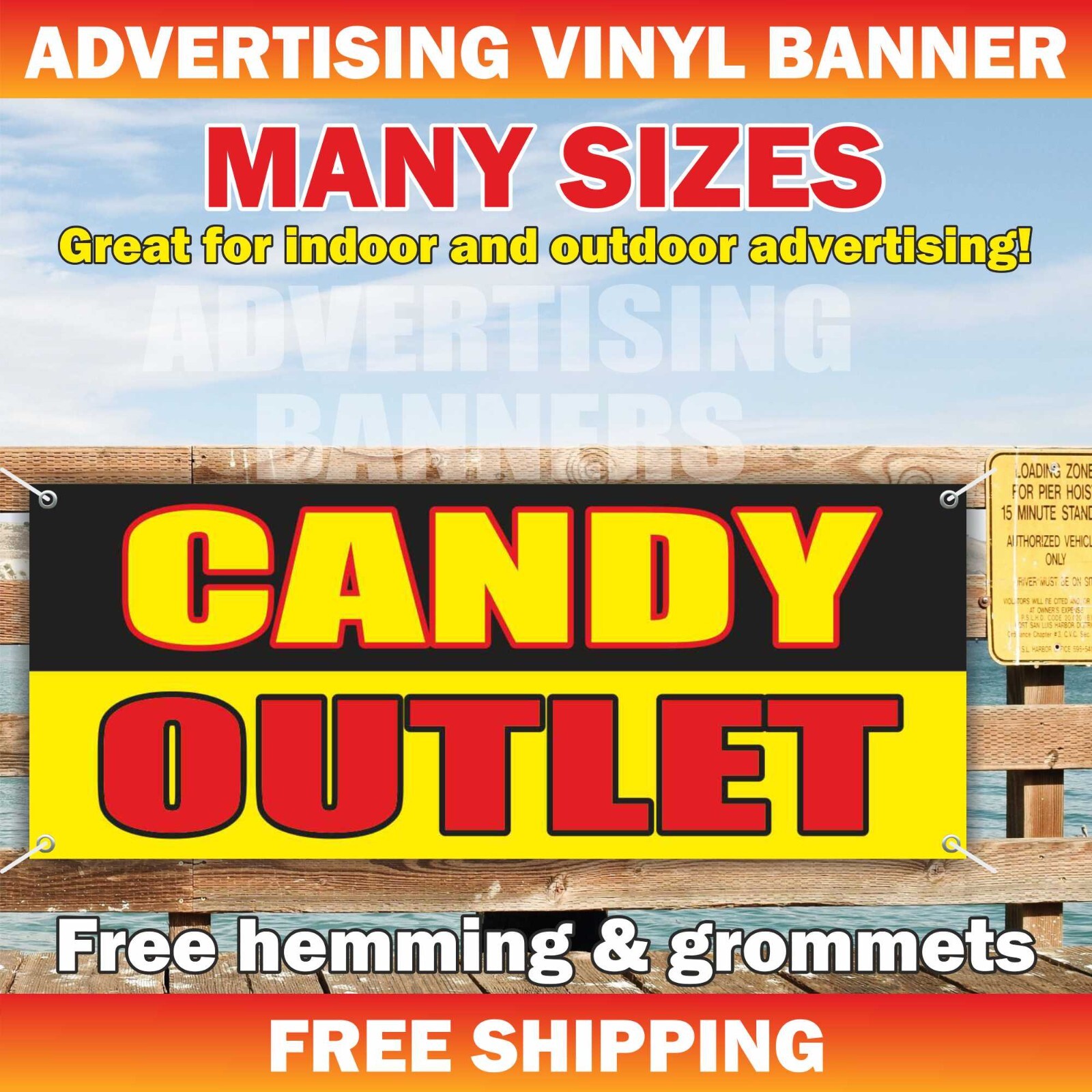 CANDY OUTLET Advertising Banner Vinyl Sign fresh baked cookies fair carnival
