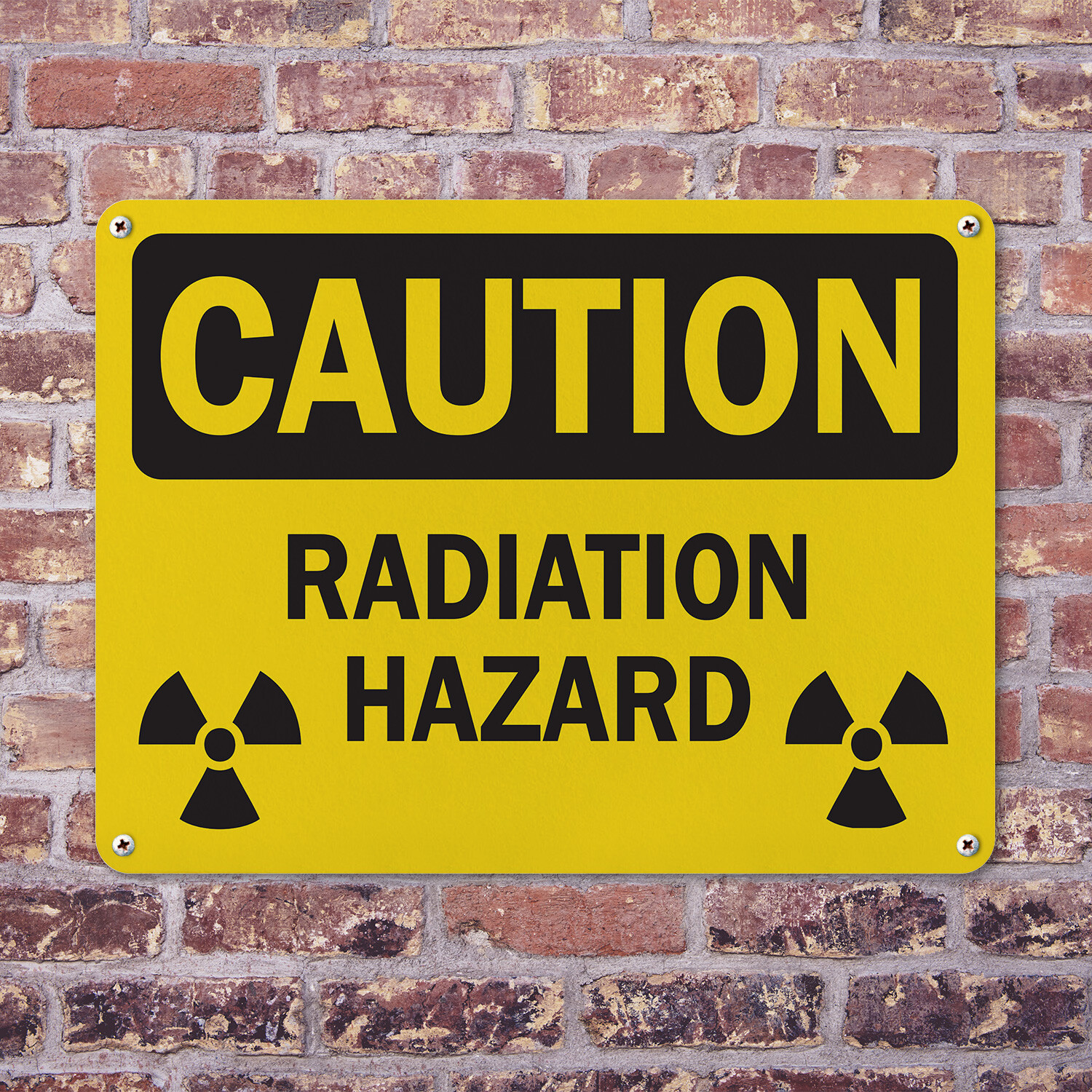 (2 Pack) Radiation Hazard (with biohazard graphic) OSHA Caution Sign Decal Metal