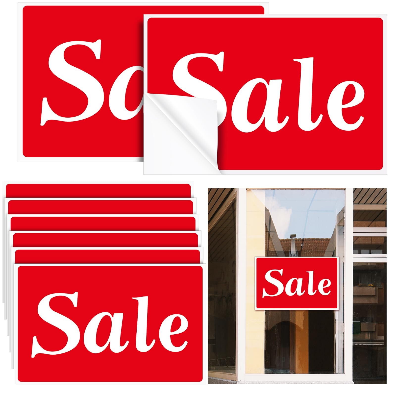 12 Pack 11 x 7 Inch Sale Signs for Retail Large Waterproof Red White Plastic …
