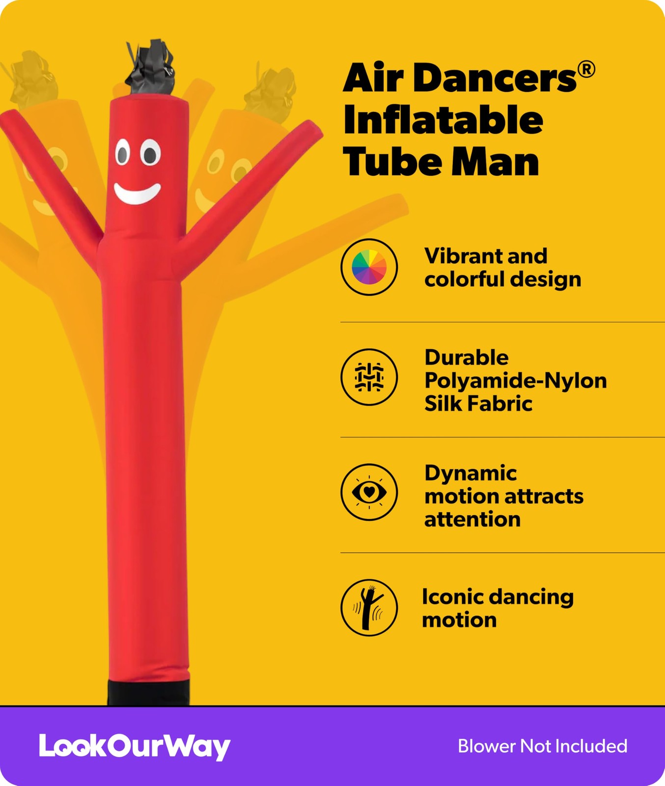 LookOurWay Air Dancers Wacky Waving Inflatable Tube Man Attachment – 7 Feet T…