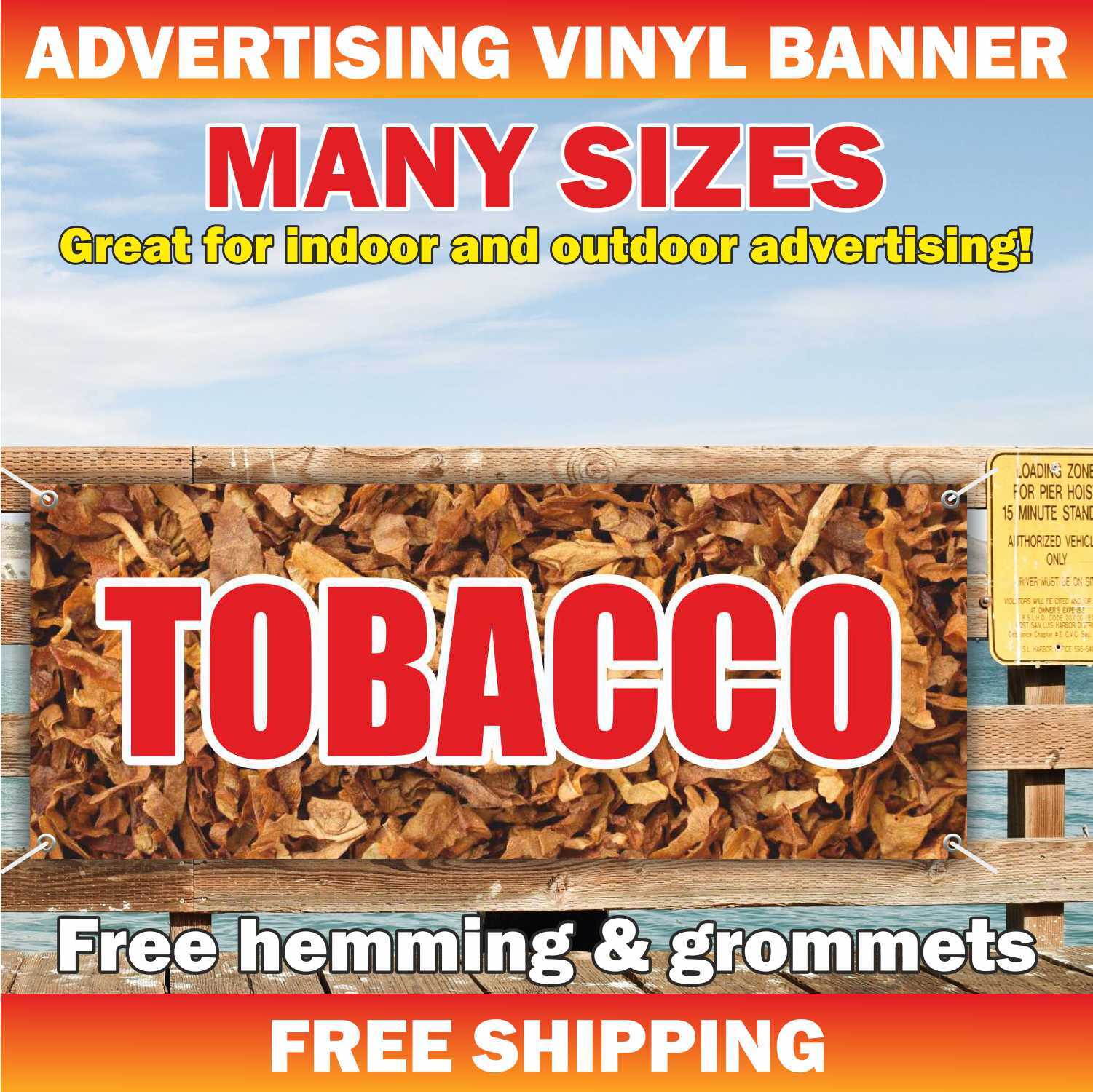 TOBACCO Advertising Banner Vinyl Mesh Sign hookah bar cafe smoking shop now open