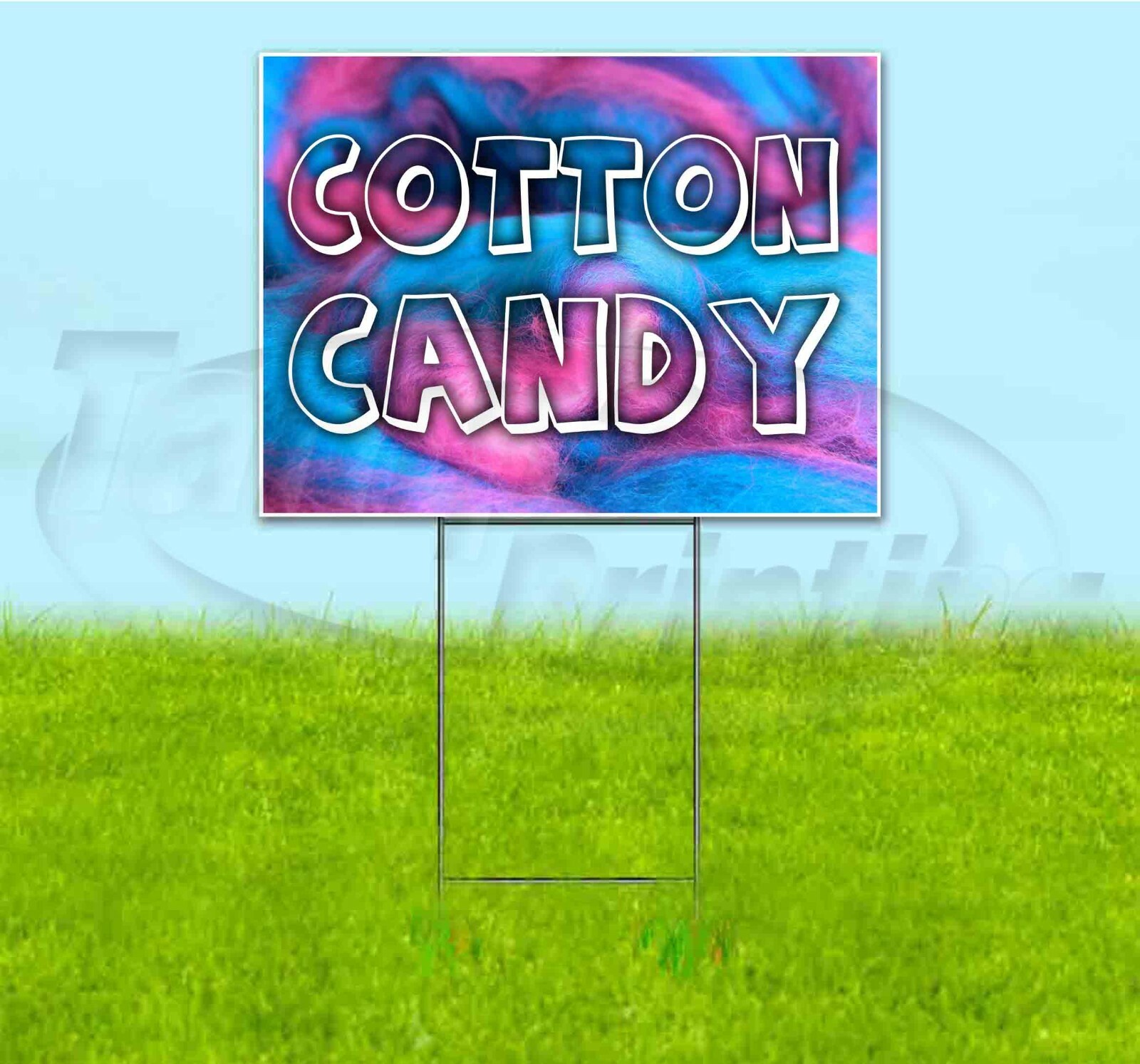 COTTON CANDY 18×24 Yard Sign WITH STAKE Corrugated Bandit BUSINESS USA TREAT