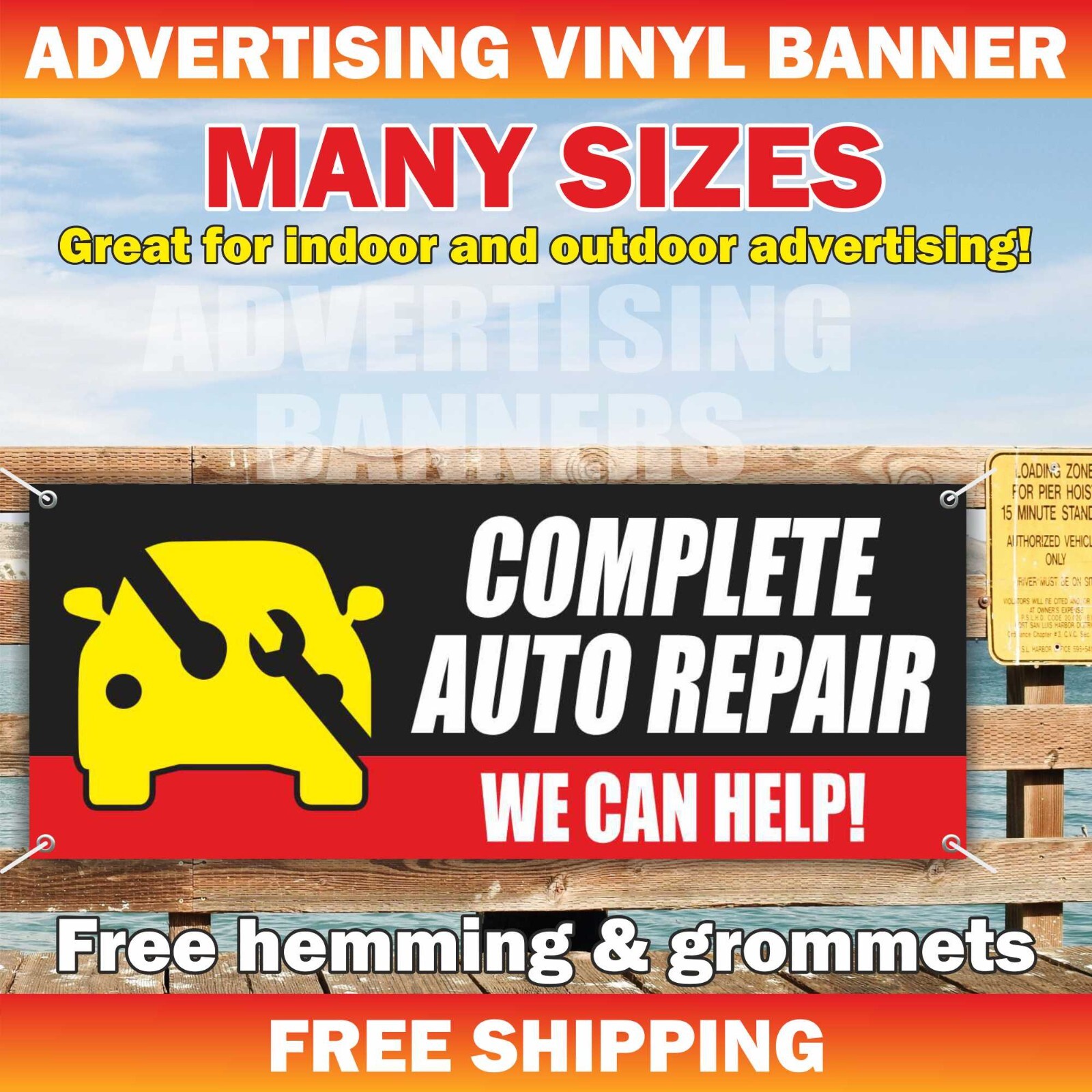COMPLETE AUTO REPAIR Advertising Banner Vinyl Mesh Sign car service shop garage