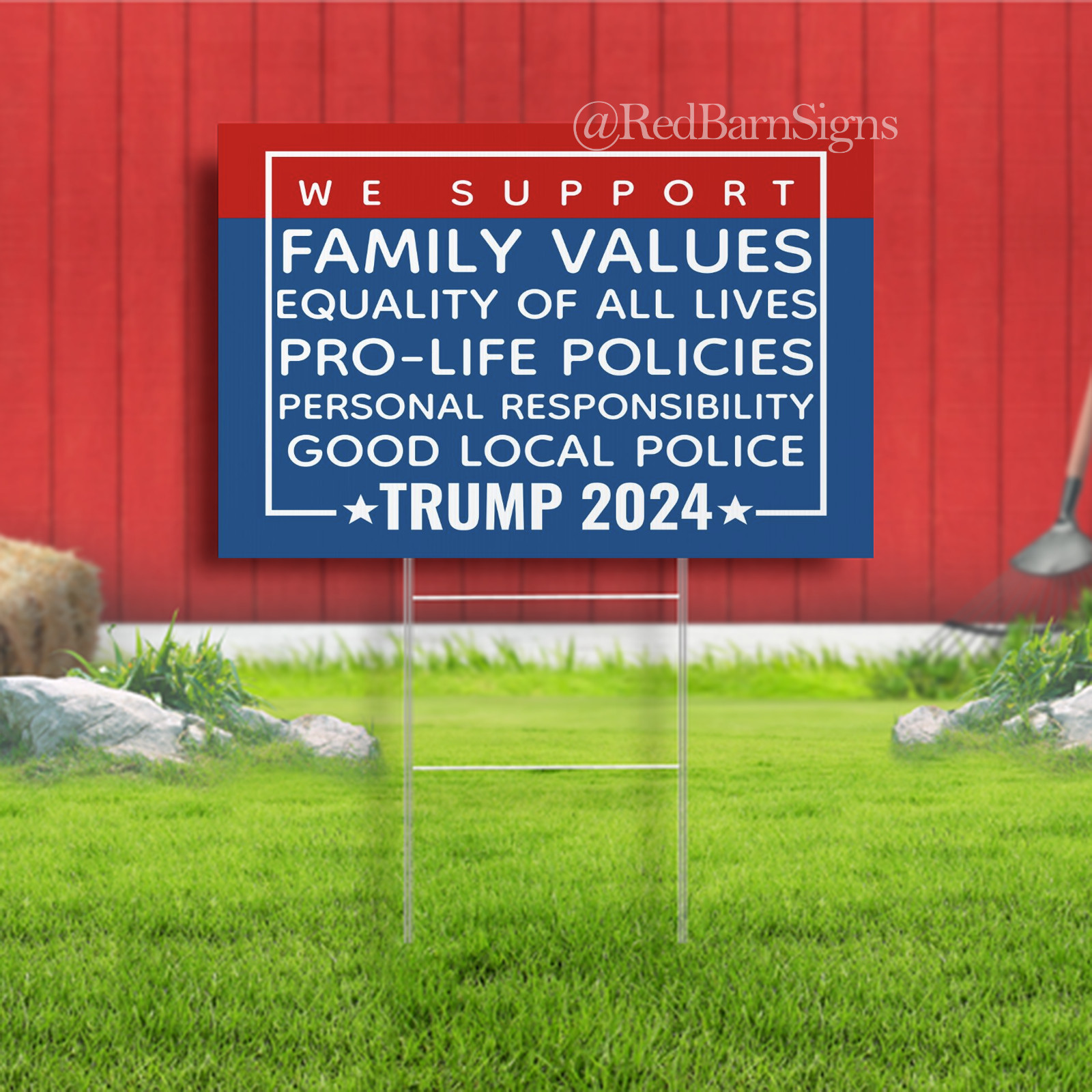 Trump 2024 Pro-Life Family Support Police Yard Sign