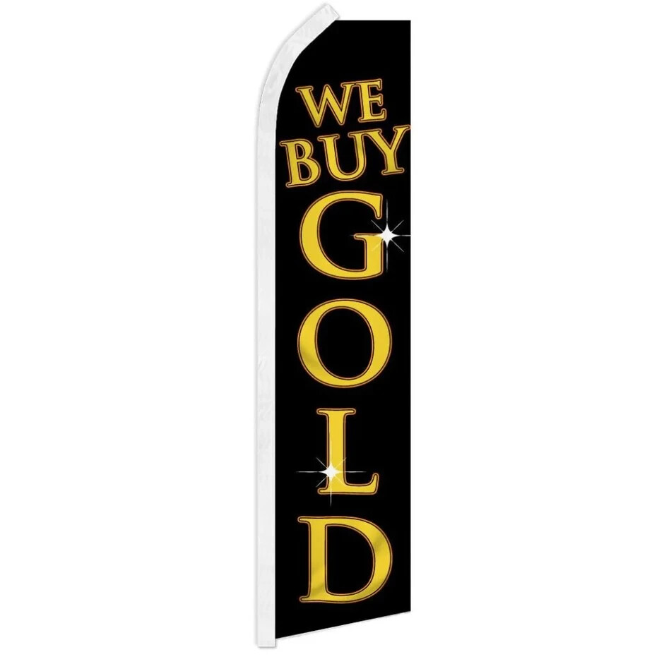 We Buy Gold Black Swooper Flutter Feather Advertising Cash 4 Gold Banner Flag