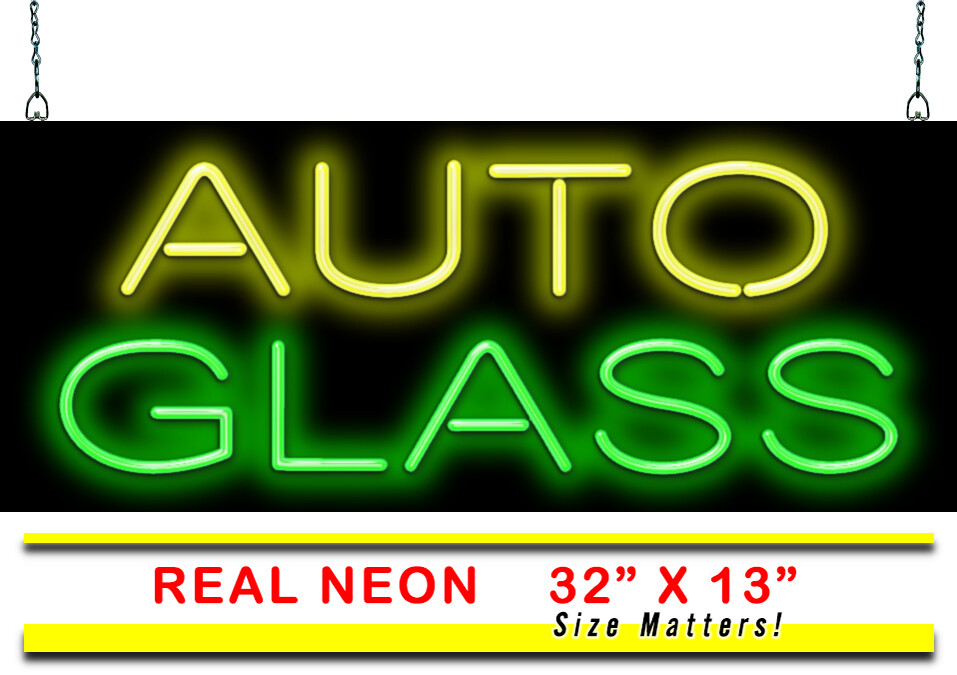 Auto Glass Neon Sign Jantec 32″ x 13″ Window Windshield Repair Inspections