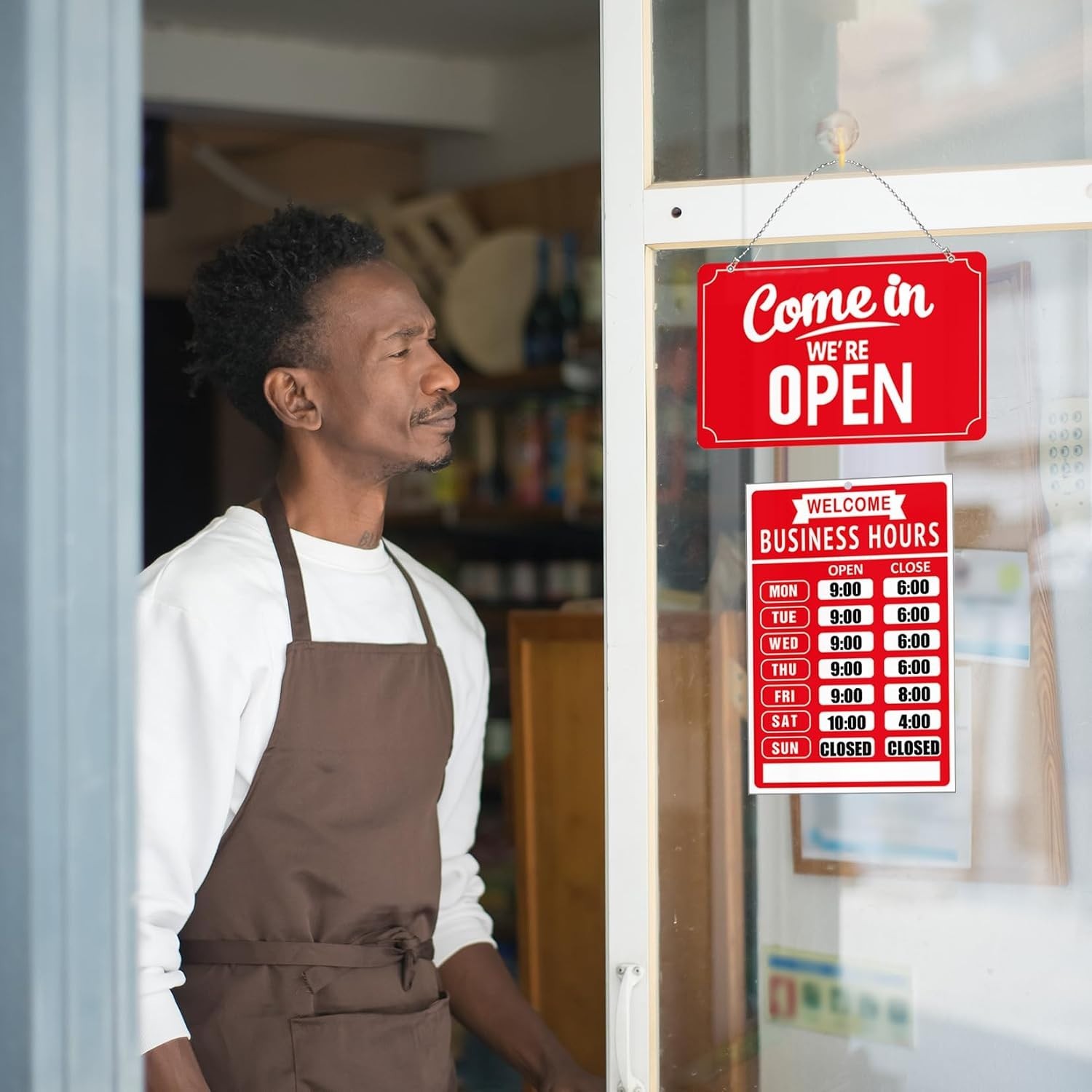 Durable Red Open Closed Signs with Vinyl Stickers – Essential for Any Business