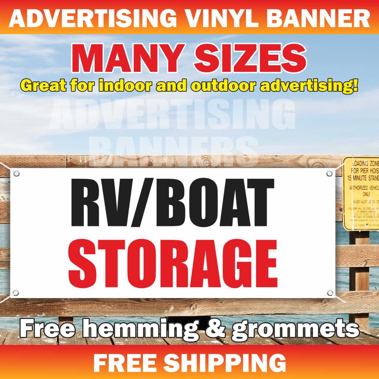 RV BOAT STORAGE advertising Banner Vinyl Mesh Sign Retail Space Lease Parking