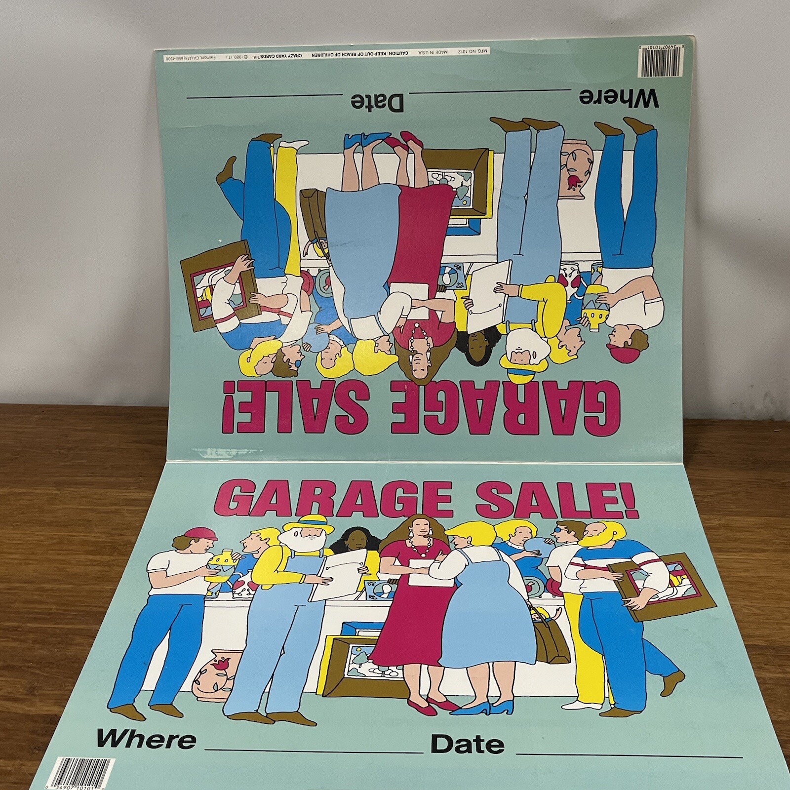Vintage 1980s GARAGE SALE! Cardboard 1989 Banner Sign NEW Made in USA 2 Sided