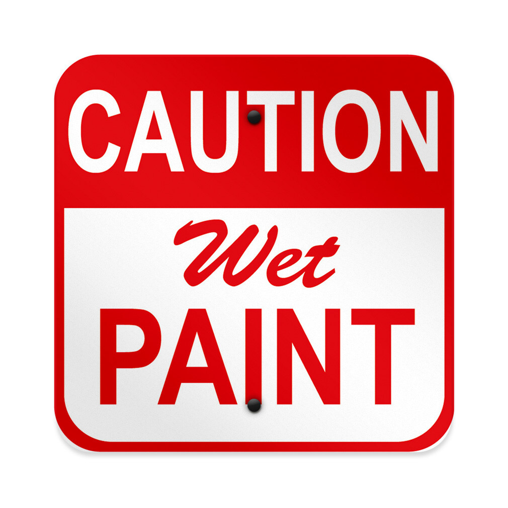 Square Metal Sign Caution Wet Paint Red Weatherproof Street