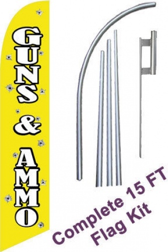 GUNS & AMMO Swooper Flutter Feather Flag Sign Bow Blade Banner